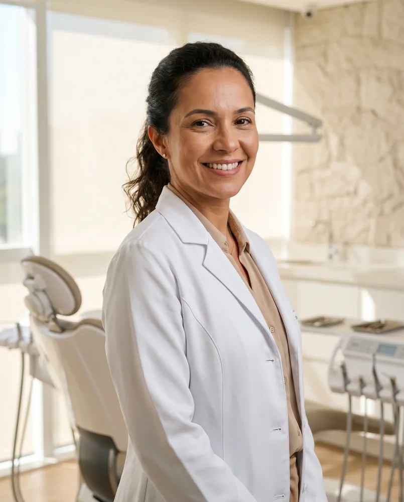 Dentista no consultório atendido pela IA da Oryen